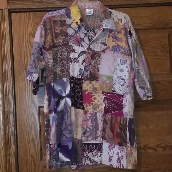 Mens XL button down cotton patchwork